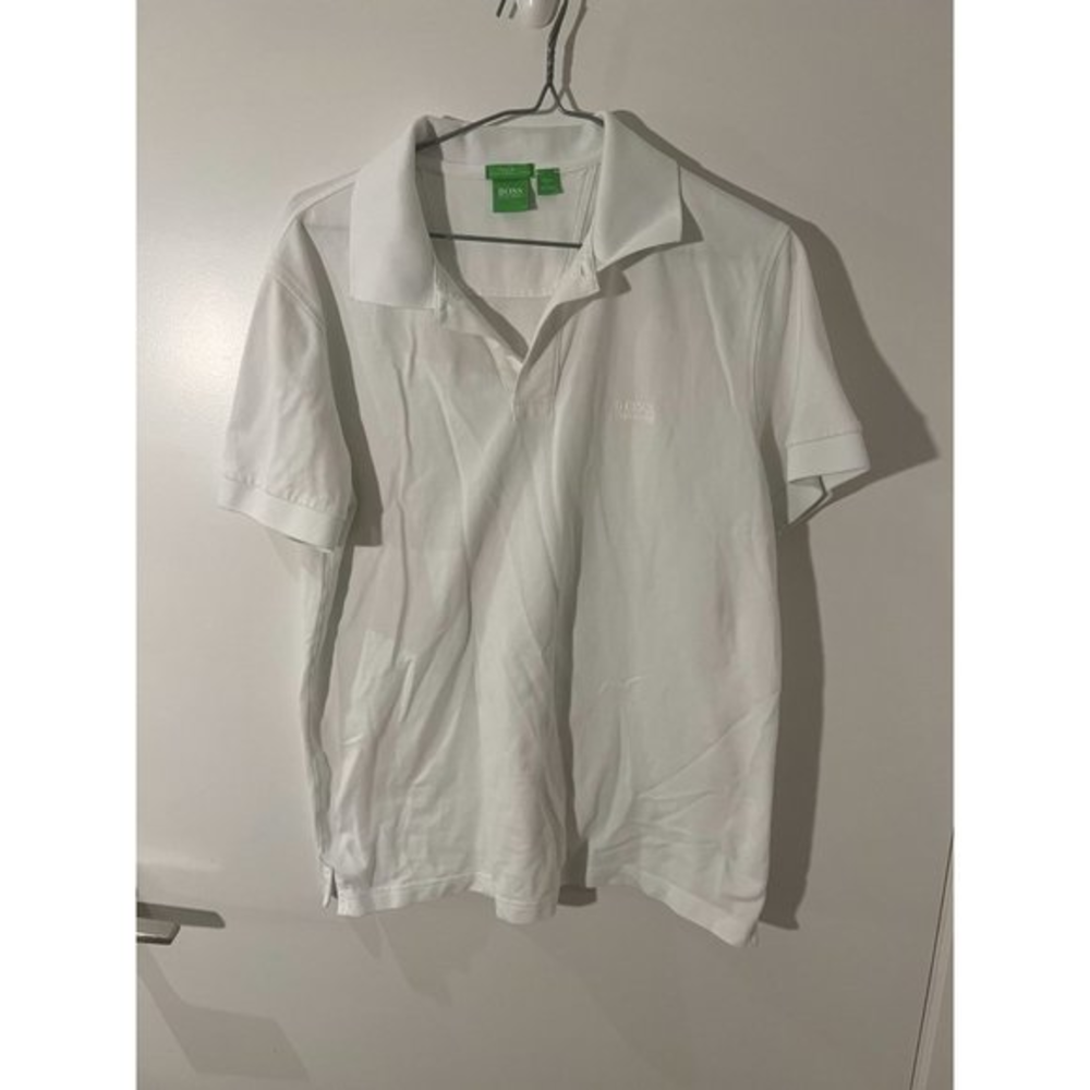 Hugo Boss Logo White Polo Shirt - Size L‎